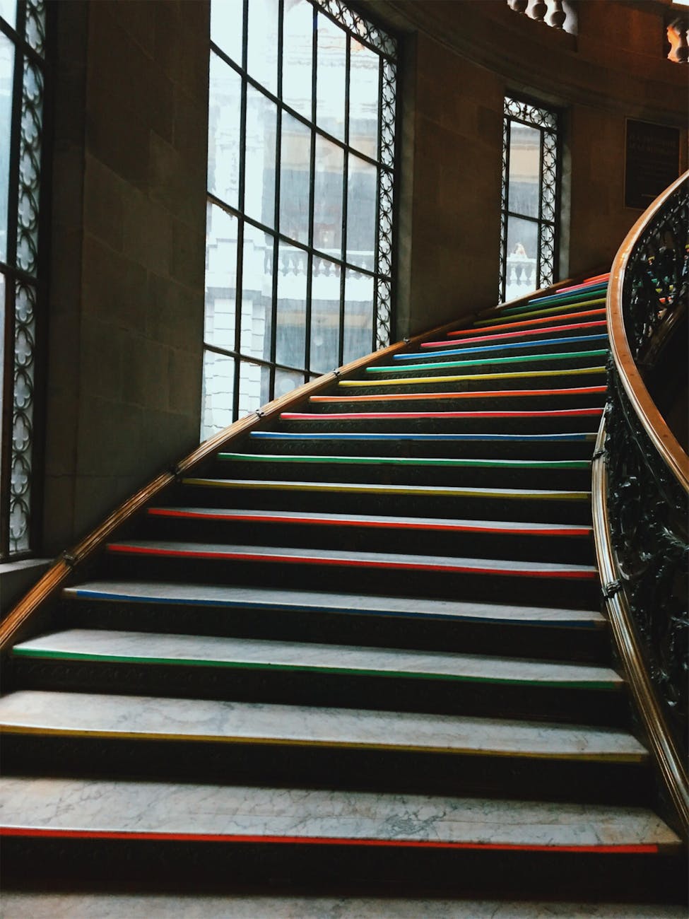 multi colored striped stairs